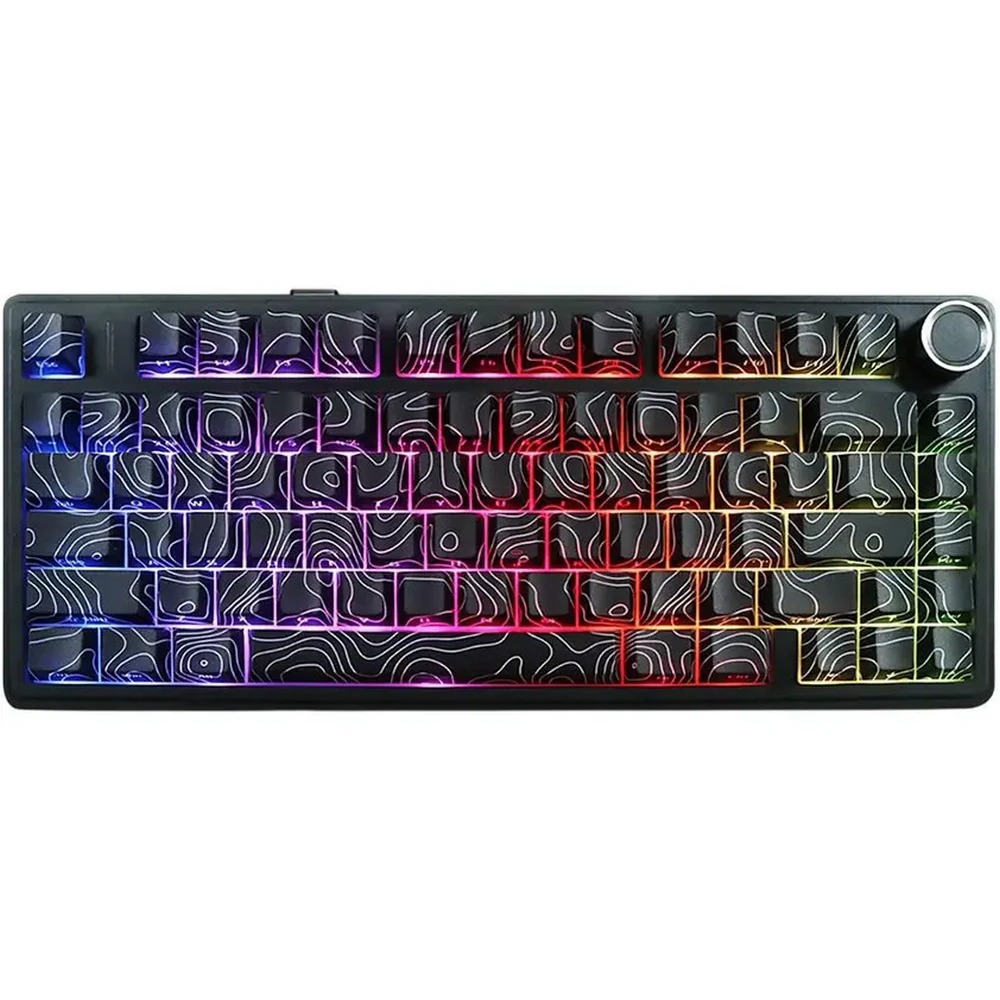 AULA F75 Gasket Mechanical Keyboard, 75% Wireless Hot Swappable Gaming Keyboard with Five-Layer Padding&Knob, Bluetooth/2.4GHz/USB-C, RGB, Pre-Lubed Switches Black Contour, Seiya Switch