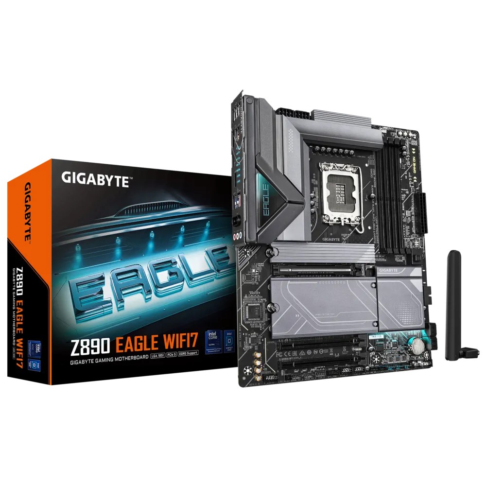 Gigabyte Z890 Eagle Wifi7 Intel Core Ultra (Series 2) LGA 1851 Motherboard ATX DDR5, 4X M.2 PCIe 5.0 USB4 WIFI7 2.5GbE LAN EZ-Latch