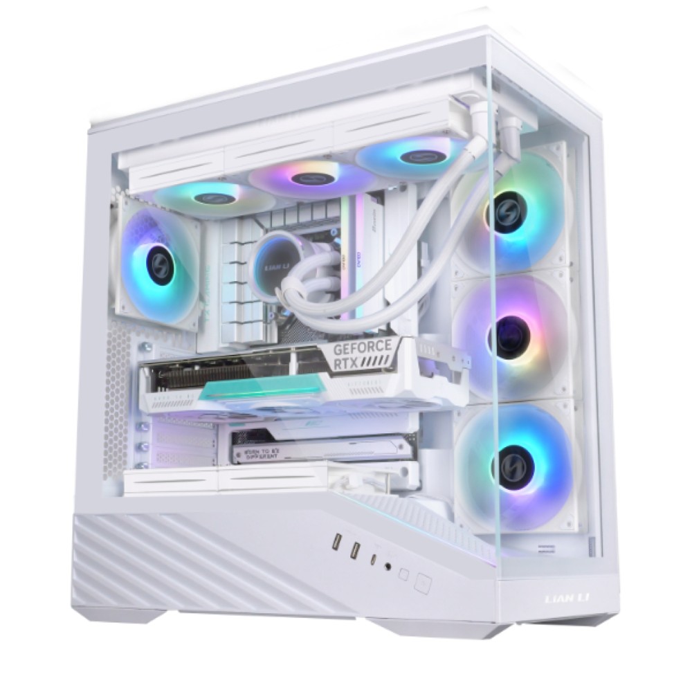 Lian Li Vector V100R ATX Mid-Tower PC Case, 4 x 120mm ARGB PWM Fans Pre-Installed, LED RGB Strip, Display Platform with Tempered Glass, Support 420mm GPUs, 360mm Radiator, Optimized Airflow White