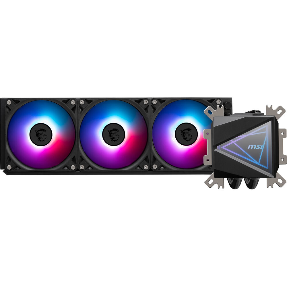 MSI MAG CoreLiquid I360 Black AIO ARGB CPU Liquid Cooler - Infinity Mirror Design UNI Bracket 360mm Radiator Triple 120mm ARGB PWM Fans LGA 1700/1851 AM5/AM4 Compatible