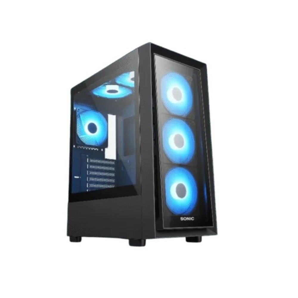 Sonic C05 ARGB Mid-Tower ATX Gaming Case (4x Fans) – Black