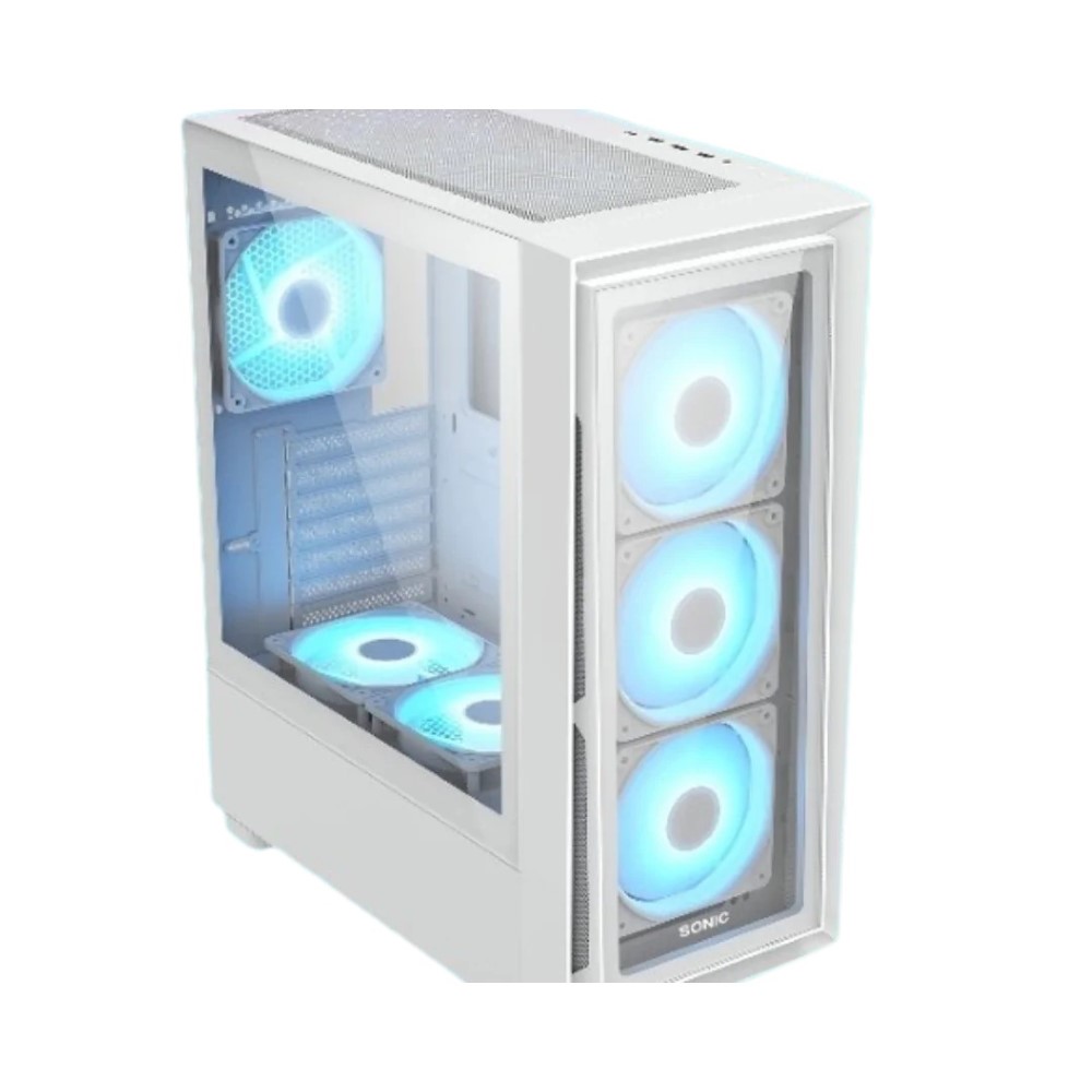 Sonic C05 ARGB Mid-Tower ATX Gaming Case (4x Fans) – White