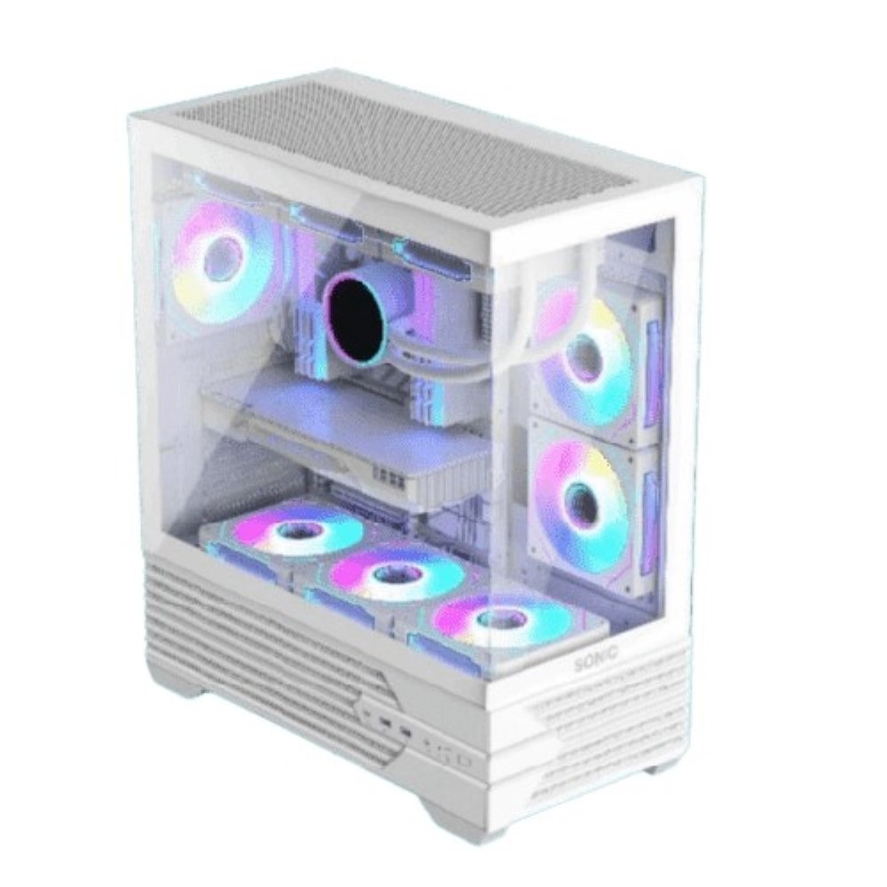 Sonic K10 ATX ARGB Gaming Case (3x ARGB Fans) – White