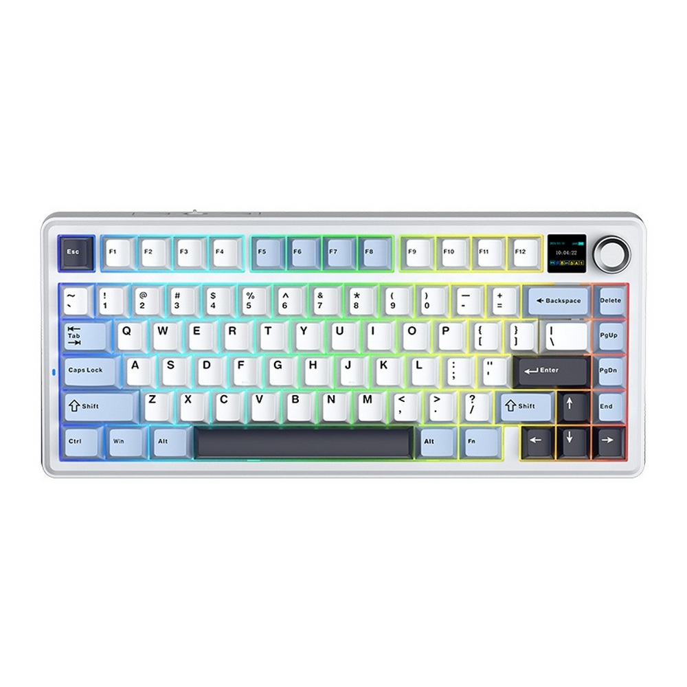Aula F75 Max Wireless Mechanical Keyboard with TFT Screen and Knob, Gasket Gaming Keyboard in 75% Layout, Hot Swappable, RGB Backlight, for PC/Mac/Linux Blue White Dark Purple Reaper Switchs