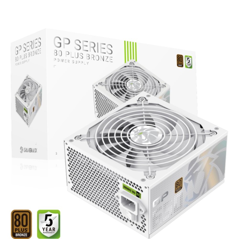 GameMax GP 650B HW 80+ Bronze Ultra-Stable, Smart Fan, and Premium Heat Dissipation Power Supply - White