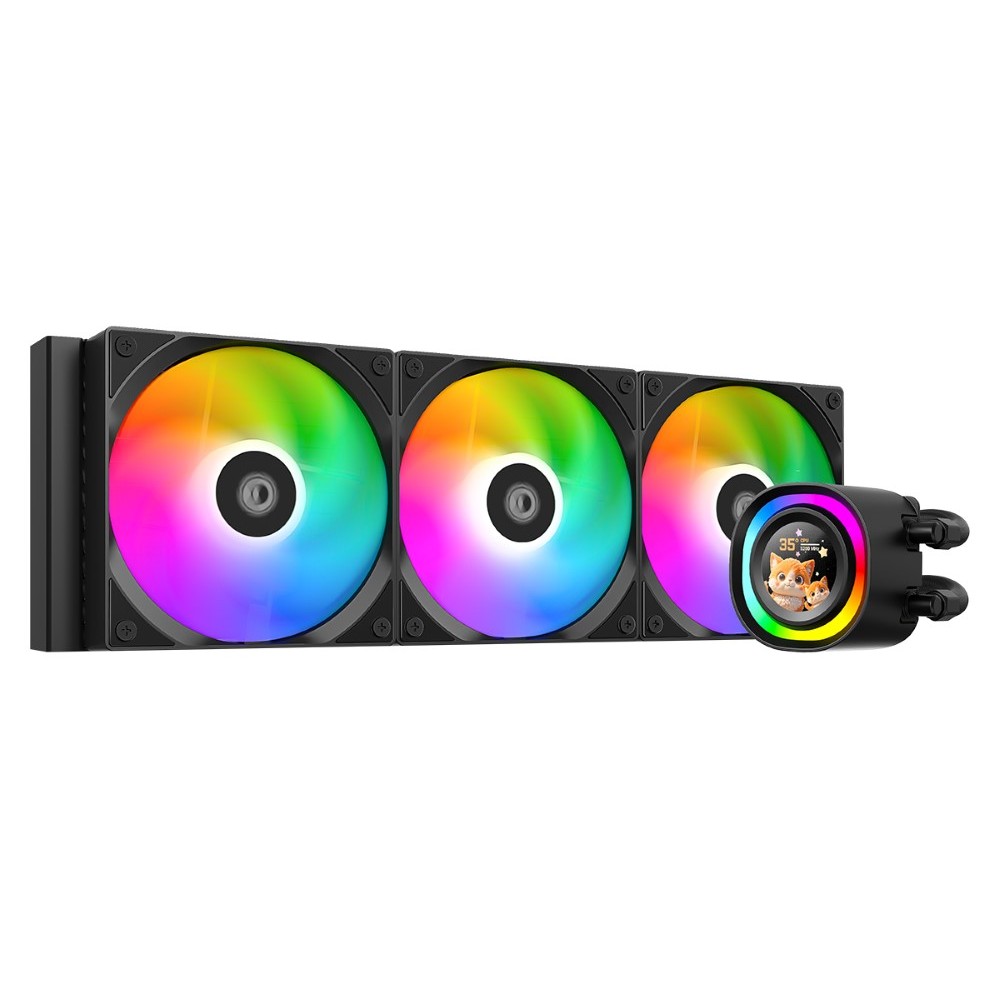 ID-COOLING FX360 LCD 360 mm AIO Liquid CPU Cooler with 1.48 Inch Full-Color LCD Display - Black