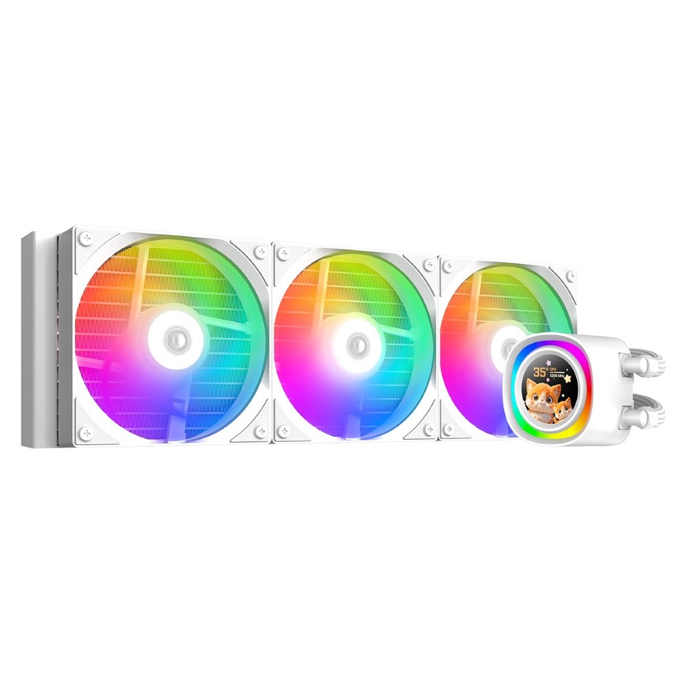 ID-COOLING FX360 LCD 360 mm AIO Liquid CPU Cooler with 1.48 Inch Full-Color LCD Display - White