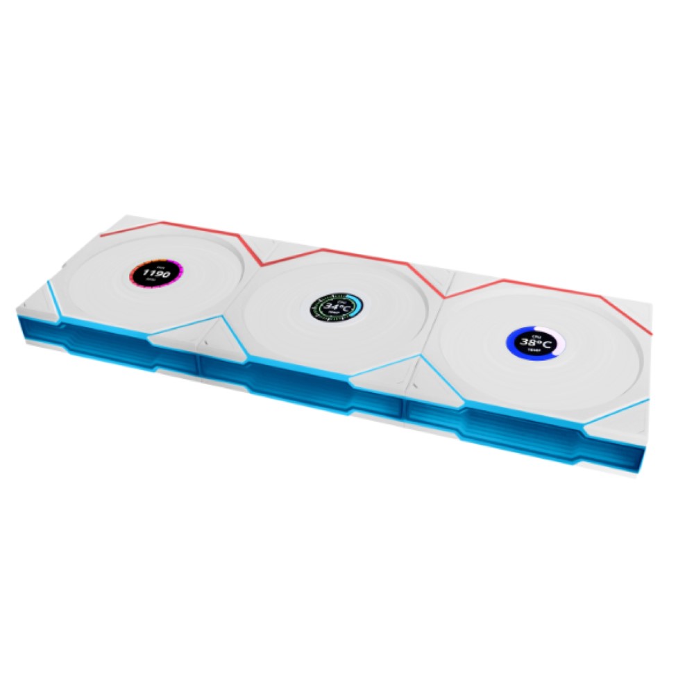 LIAN LI Uni Fan TL LCD Wireless 120mm ARGB 3 Pack White