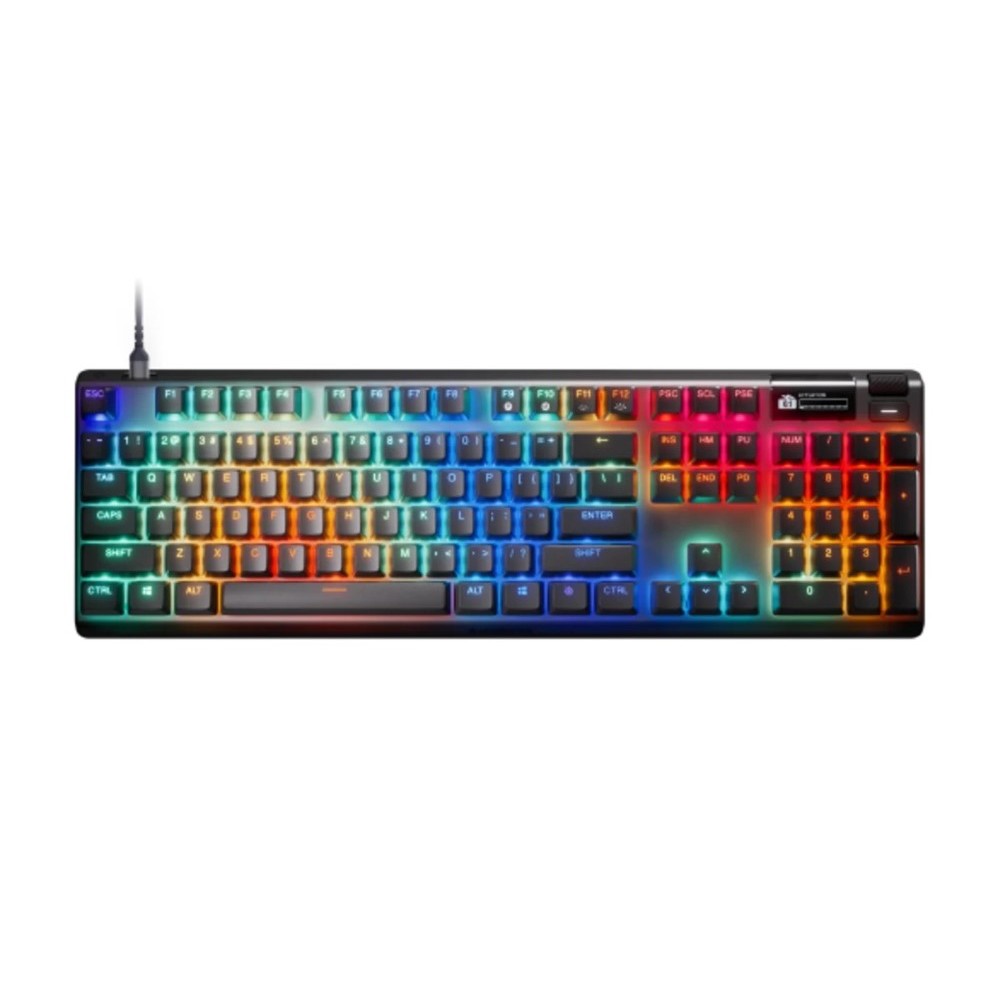 SteelSeries Apex Pro Gen 3 Full Size OmniPoint 3.0 HyperMagnetic Switches Adjustable Actuation Rapid Trigger Game-Ready Presets Protection Mode Rapid Tap/SOCD OLED RGB PBT Keycaps USB-C