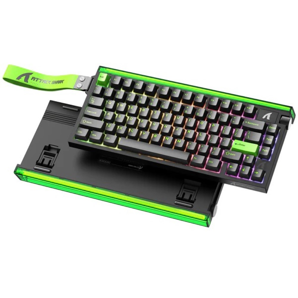 ATTACK SHARK R85 HE Rapid Trigger Keyboard Magnetic Switch with Custom Lightbox - Black / NeonGreen