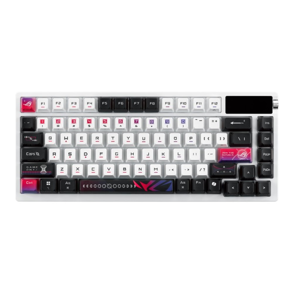 Asus M704 Rog Azoth X Wireless Mechanical Gaming Keyboard – 75% TKL Tri-Mode Connectivity, Hot Swappable Pre-lubed ROG NX V2 Snow Linear Switches South-Facing PCB PBT Keycaps PC/Mac Support - White