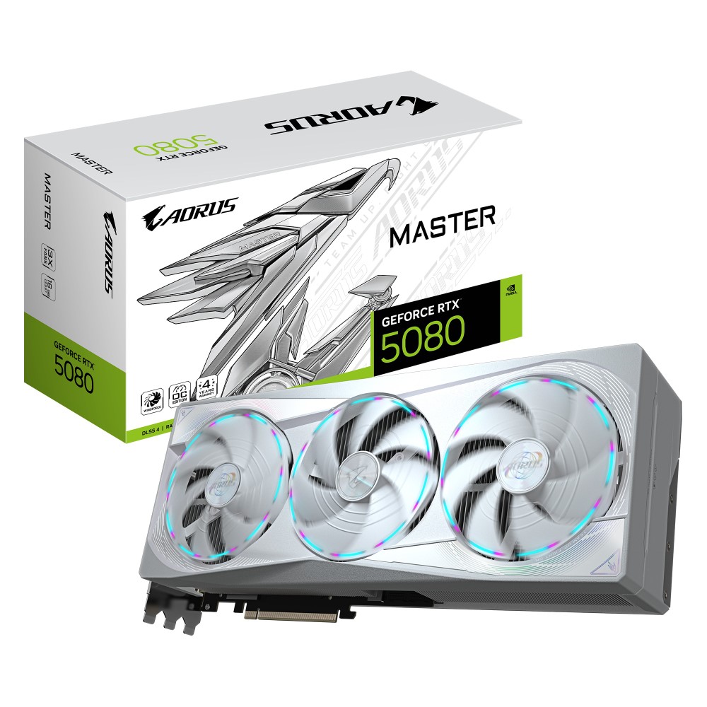 Gigabyte Aorus GeForce RTX 5080 Master Ice 16G Graphics Card Windforce Cooling System 16GB 256-bit GDDR7 Video Card