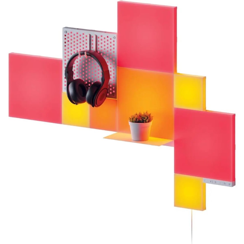 Nanoleaf Blocks 10-Pack Combo Starter Kit Mix RGBW Color-Changing Wall Light Panels Light Pegboard & Shelf Pixel-Art Style Bluetooth Wi-Fi Control via App & Voice (Works with Alexa, Apple)