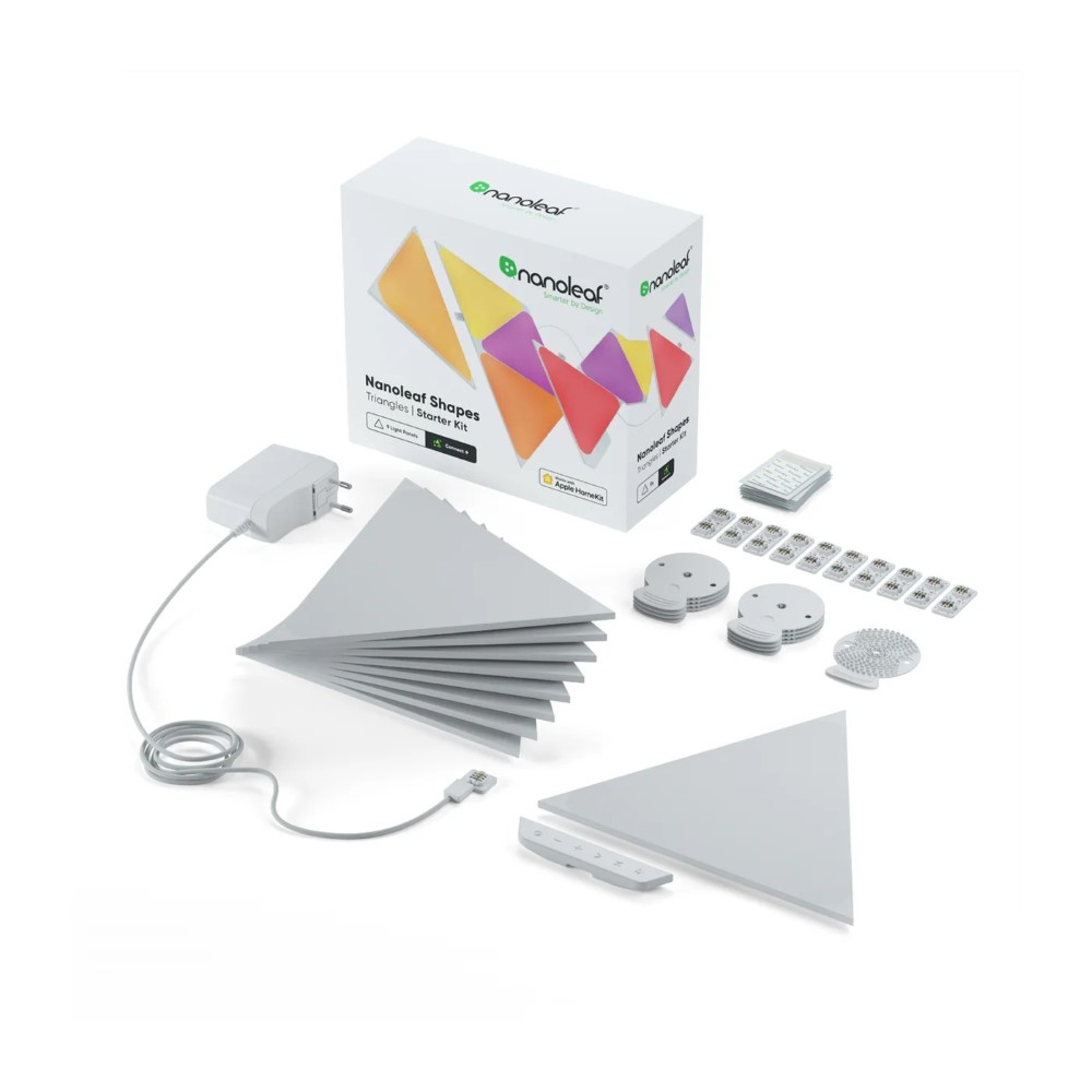 Nanoleaf Shapes White Triangle LED Wall Lights Smart RGBW Gaming Lights for Room & Modern Decor 16M+ Colors with Music Sync Works with Alexa & Google Assistant DIY Wall Art (9-Pack Smarter Kit)