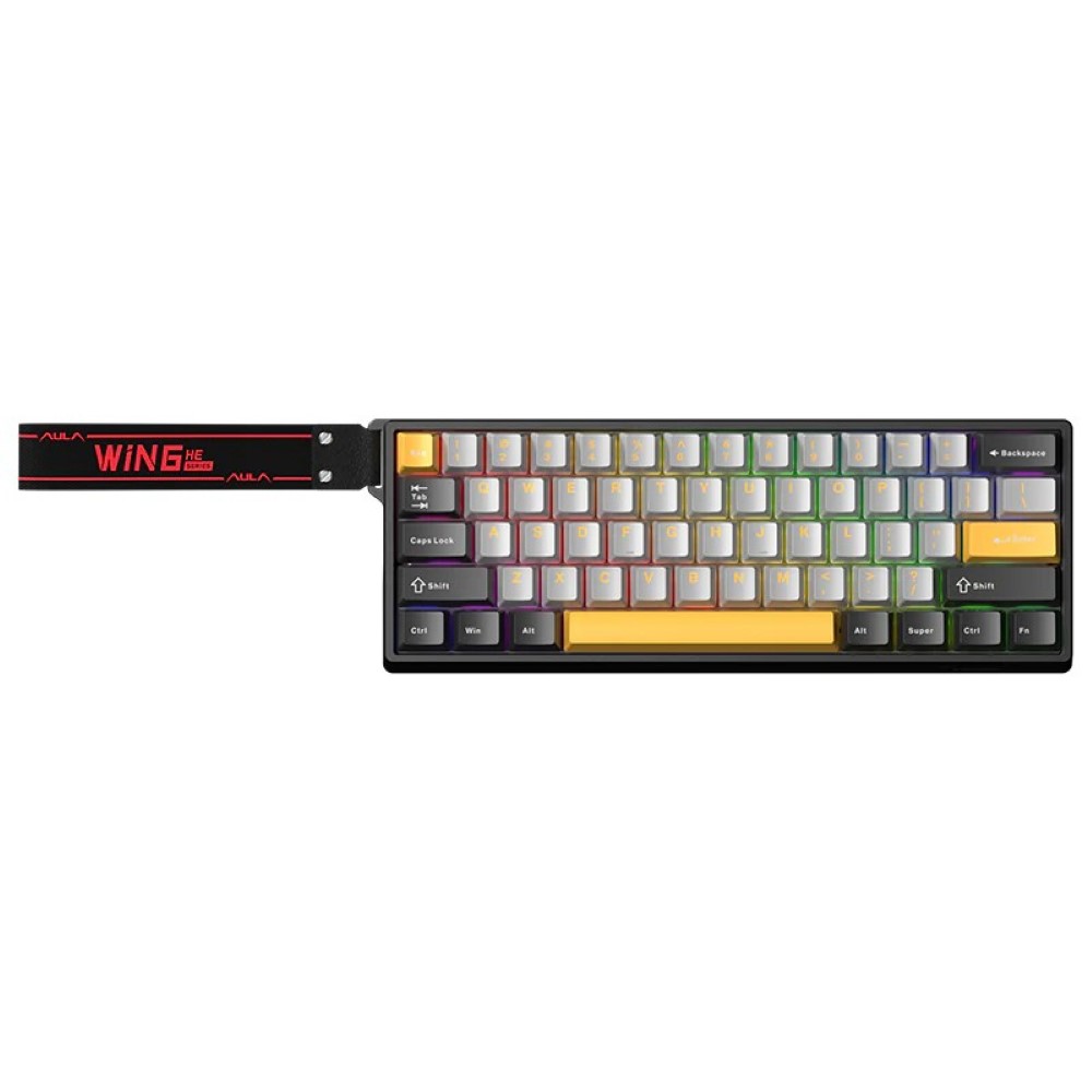 AULA WIN60HE Max Edition Drak Grey Light Grey Yellow Wing Chun Magnetic Switch Wired Gaming Keyboard