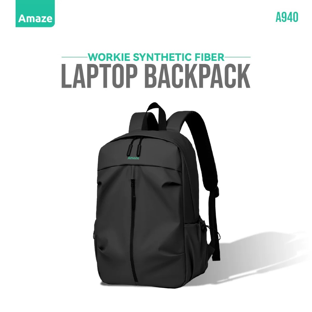 Amaze A940 Workie Synthetic Fiber Laptop Backpack - Black