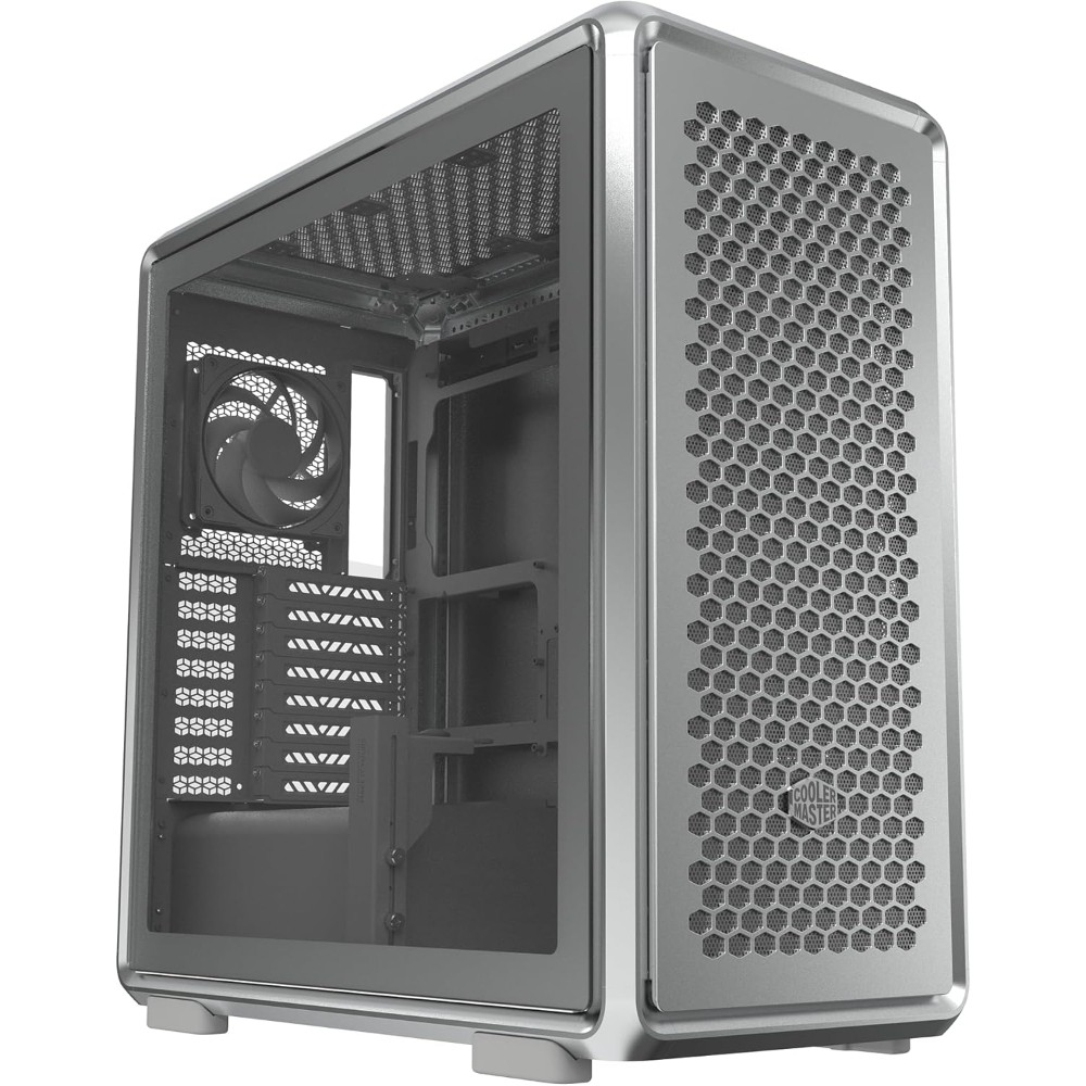 Cooler Master MasterFrame 600 EATX Mid Tower Case, Pre-installed 3x 140mm/1x 120mm Mobius Fans – Silver