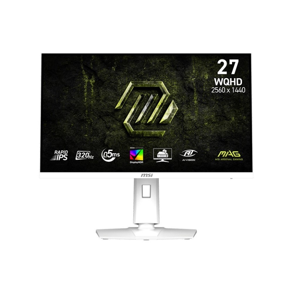 MSI MAG 274QRFW X32 Gaming Monitor 27 Inch 2560 x 1440 (QHD) 320Hz Adaptive Sync HDR Compatible HDMI VGA Port VESA Mount Tilt 4-Sided Thin Bezel 0.5ms White