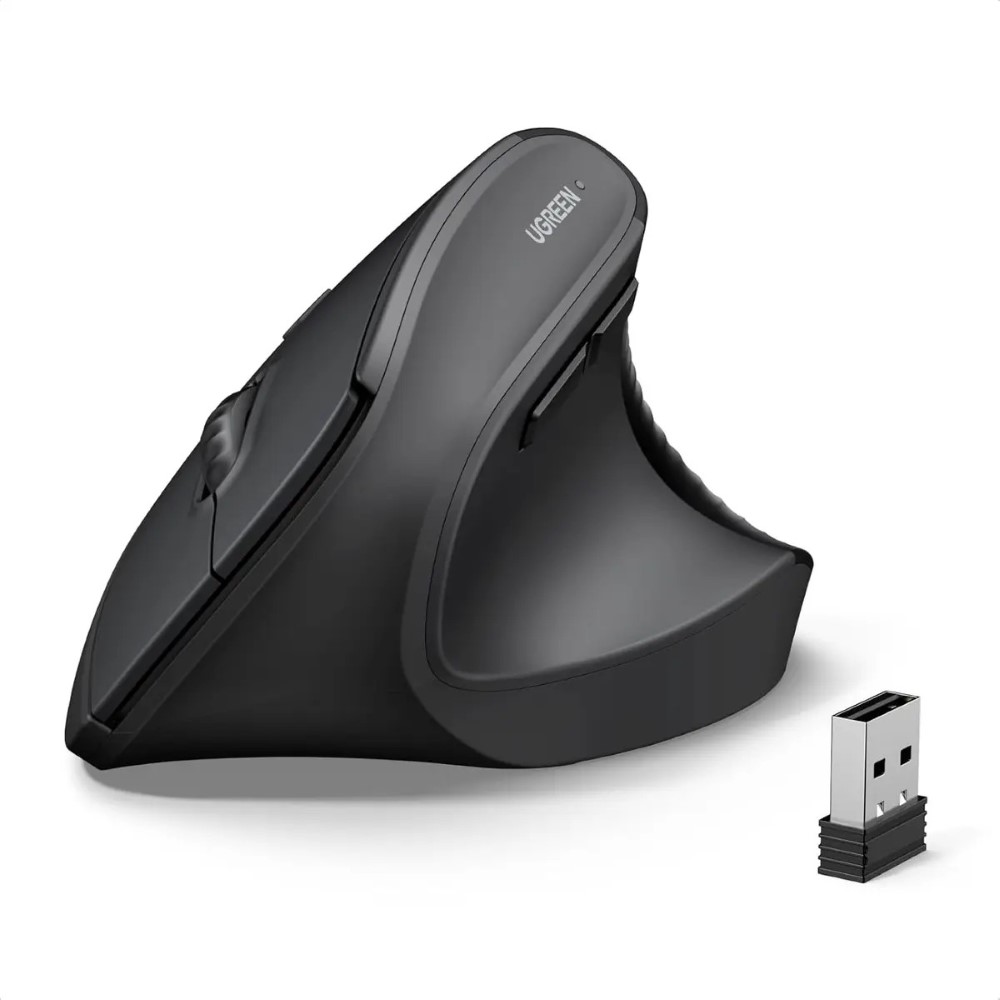 UGREEN 65042 Ergonomic Mouse Wireless Bluetooth Vertical Mouse Dual-Mode (BT 5.4 & USB 2.4G), Quiet Clicks, 4 Adjustable DPI (1000/1600/2000/4000) Compatible with Windows/Mac/Linux/Android/ChromeOS