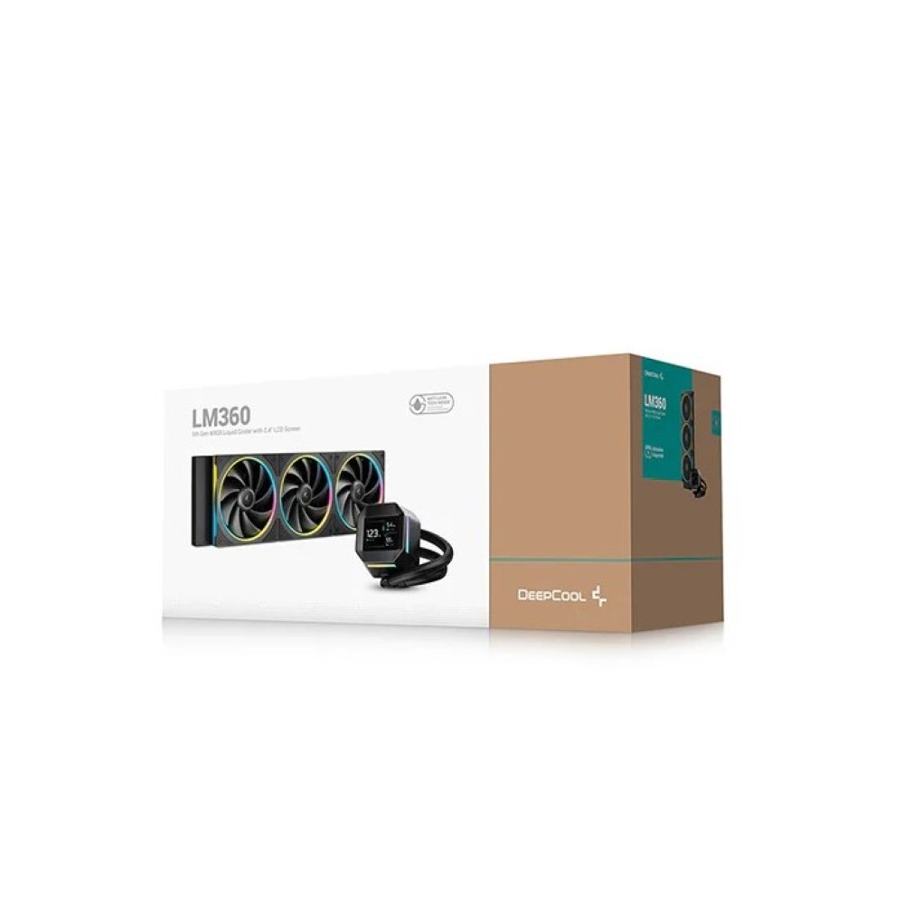 DeepCool LM360 360mm 6th Gen ARGB Liquid Cooler with 2.4 Inch LCD Screen - Black