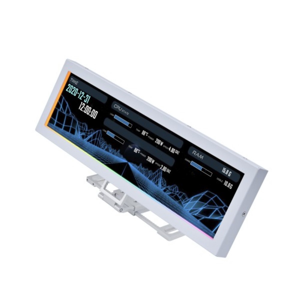 Lian Li 8.8 Inch Universal IPS Screen With Modular Freestanding Mount Case Bracket Metal White