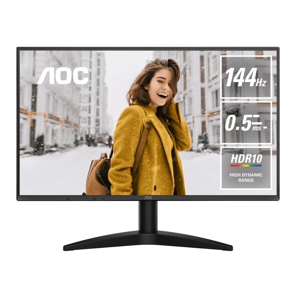 AOC 24B36X 24 Inch Full HD 1920×1080 144Hz Display Monitor Wide Viewing Angles Slim Bezel Design Crisp Visuals for Office Entertainment & Casual Gaming