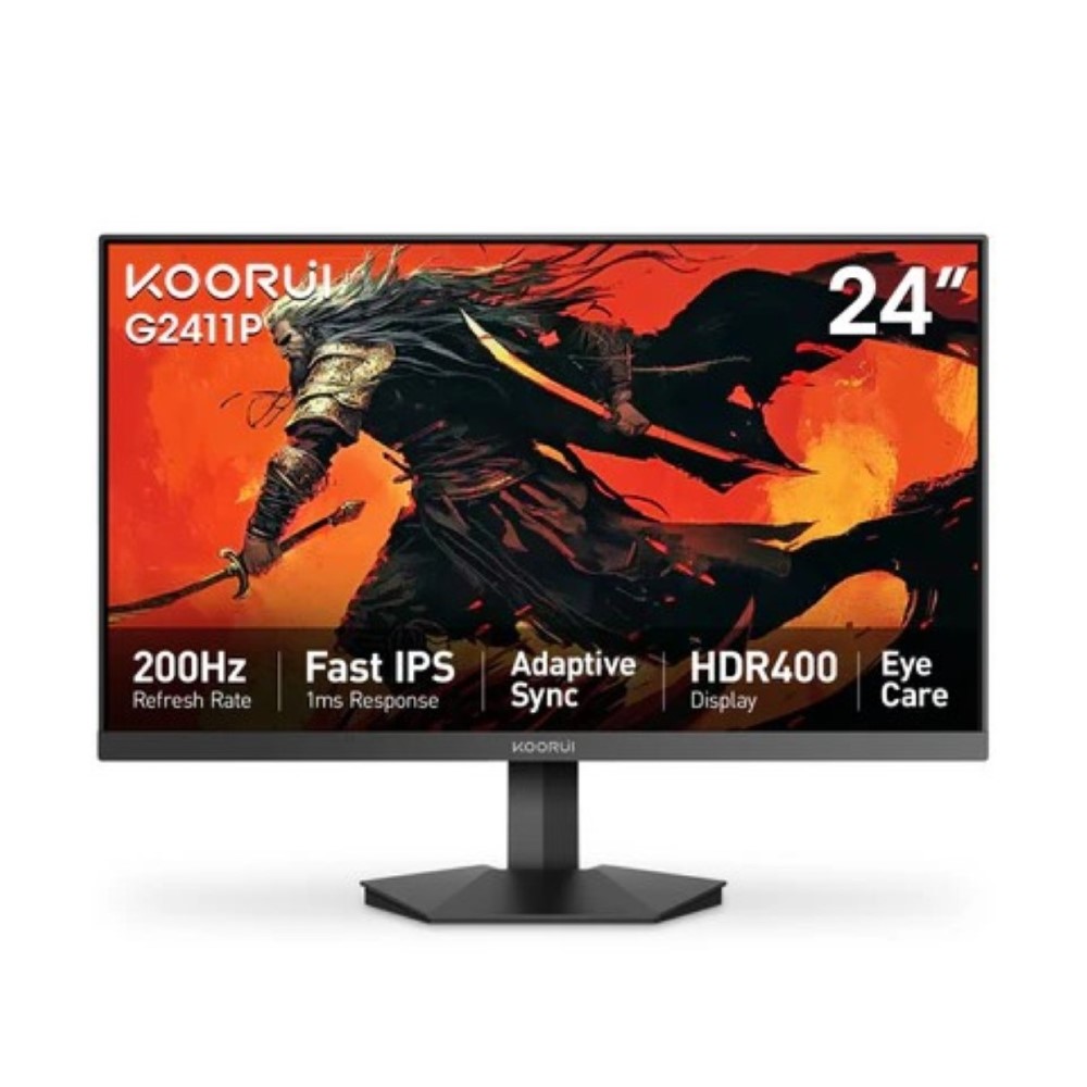 Koorui G2411P 24 Inch 200Hz Gaming Monitor 1ms Fast IPS FHD HDR400 Display 90% DCI-P3 Color Gamut Adaptive Sync Ultra Slim Frame VESA Mountable HDMI 2.0 DP 1.4