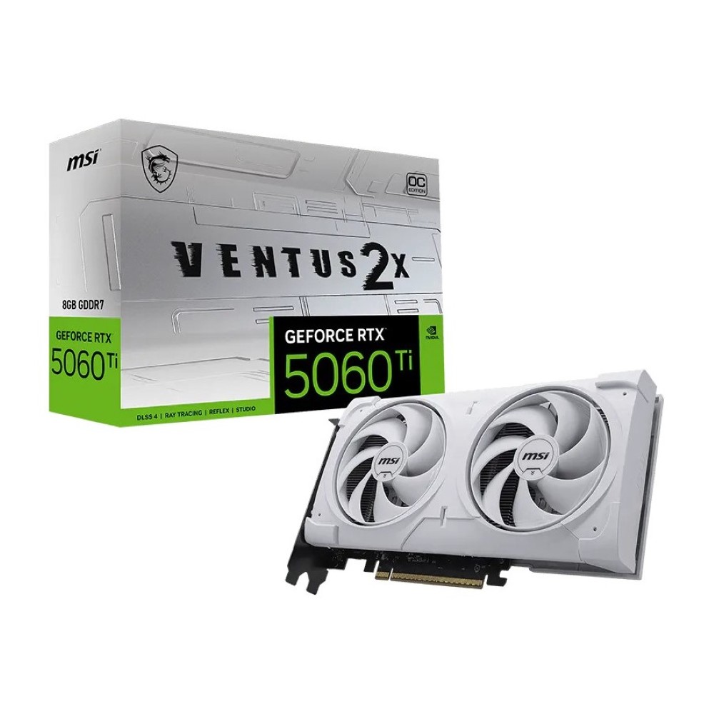 MSI VENTUS GeForce RTX 5060 Ti 8G 2X OC PLUS GDDR7 PCIe 5.0 x16 Graphics Card White