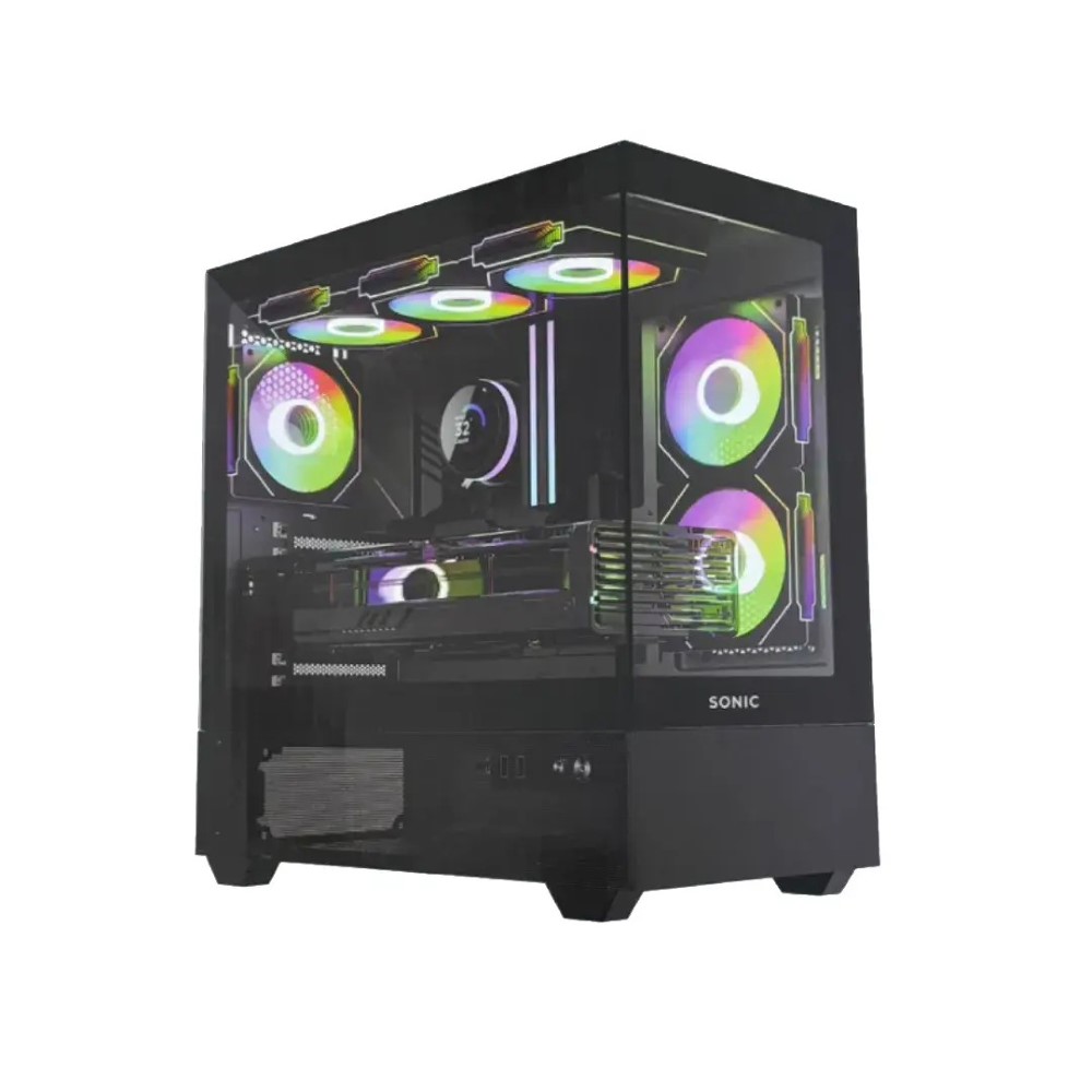 Sonic F301 ARGB E-ATX Gaming Chassis - Black with 3x Infinity Fans