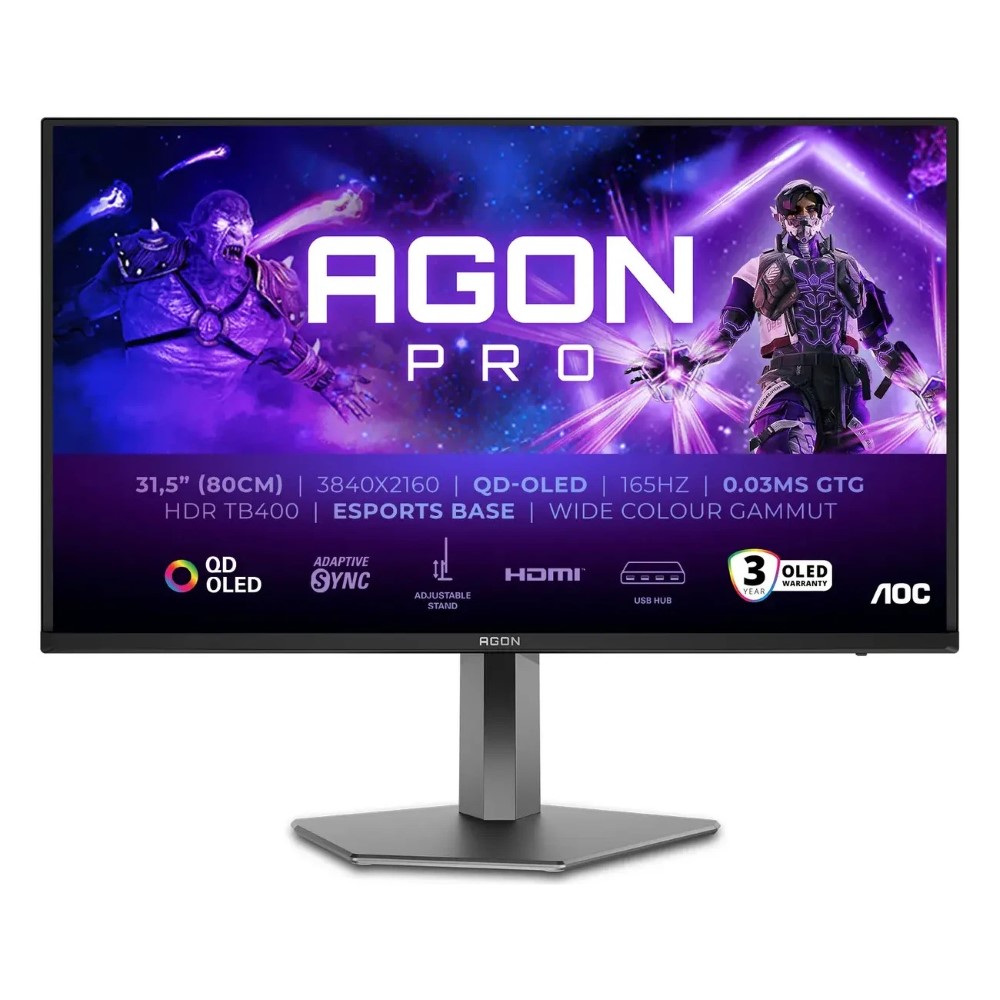 AOC AGON Pro AG326UZD 31.5 Inch QD-OLED Gaming Monitor UHD 840x2160 4K 240Hz 0.03ms VESA DisplayHDR True Black 400