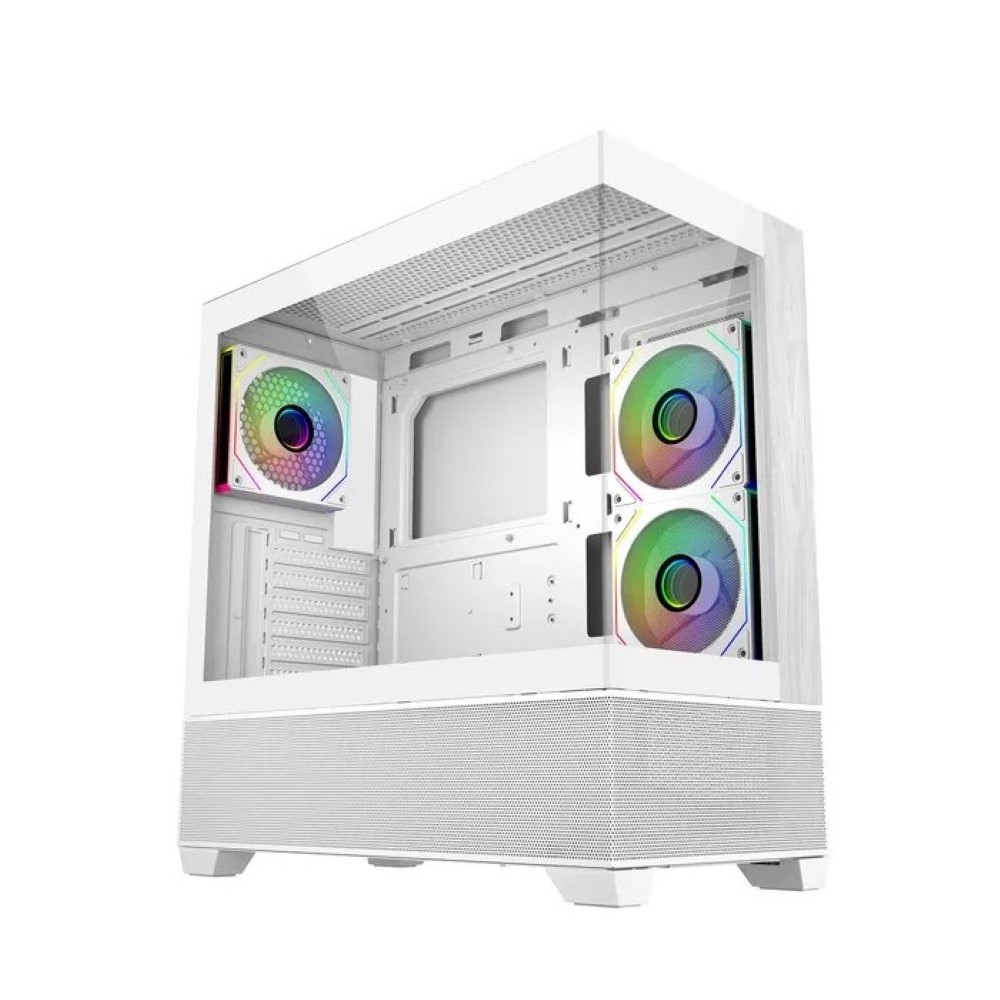 Cooler Master Elite 690 Wood Dual Tempered Glass Mid-Tower Case - White