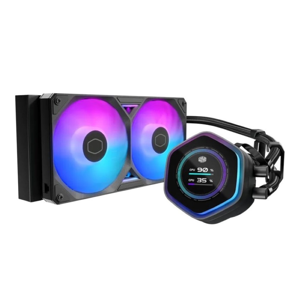 Cooler Master MasterLiquid 240 Atmos II LCD Panel ARGB Fans Liquid Cooler - Black