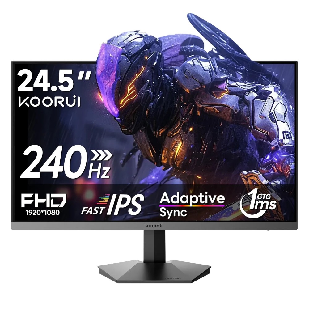 KOORUI G2511X 24.5 Inch 240hz Gaming Monitor FHD 1080p, IPS Panel, 1ms Response Time, Adaptive sync 3-Sided Frameless,Ultra Slim,VESA,DP HDMI