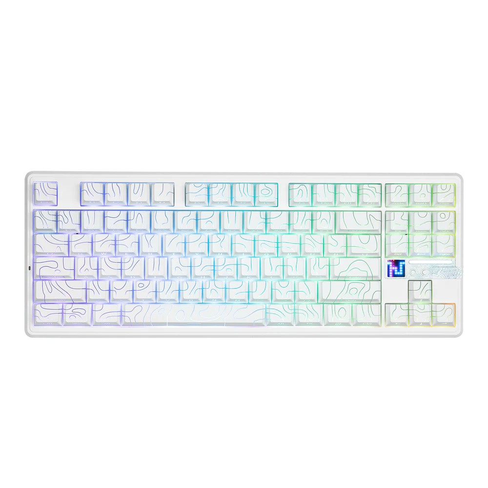 AULA F87 Pro V2 TKL Gasket-Mounted Wireless Gaming White Contours Star Vector Switchs