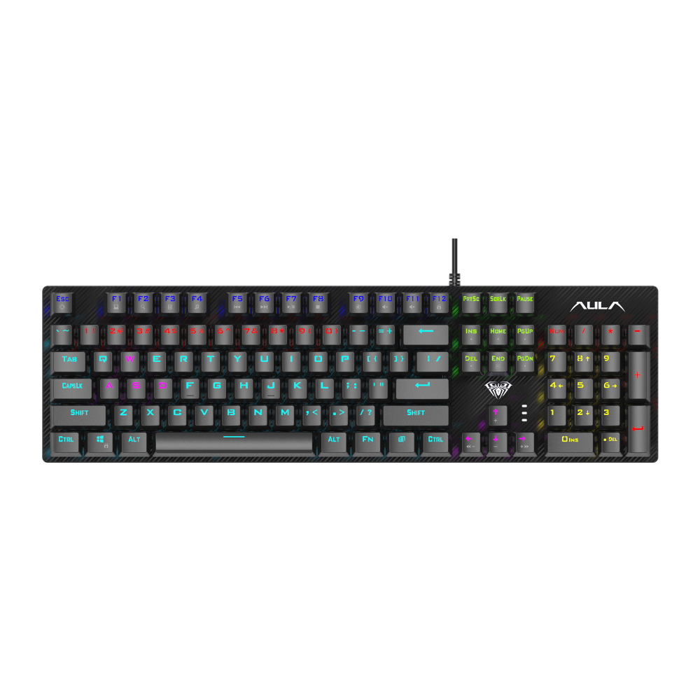 AULA S2022 Pro Mechanical Wired Gaming Keyboard, Rainbow LED Backlit with Num Lock for Windows PC Black - Red Switches