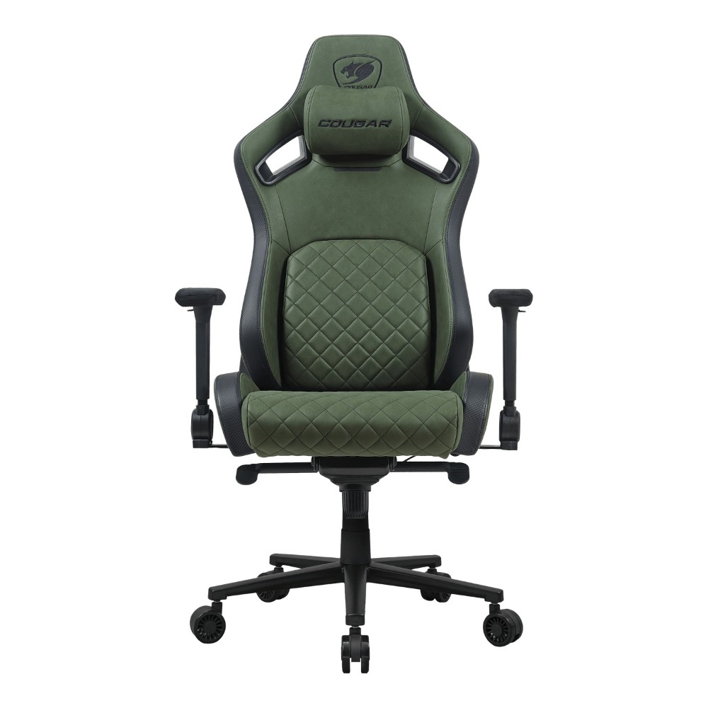 Cougar Defensor S Ergonomic Gaming Chair – Army Green, Adaptive Lumbar Support, 4D Armrests, Magnetic Head Pillow & Premium PVC Leather