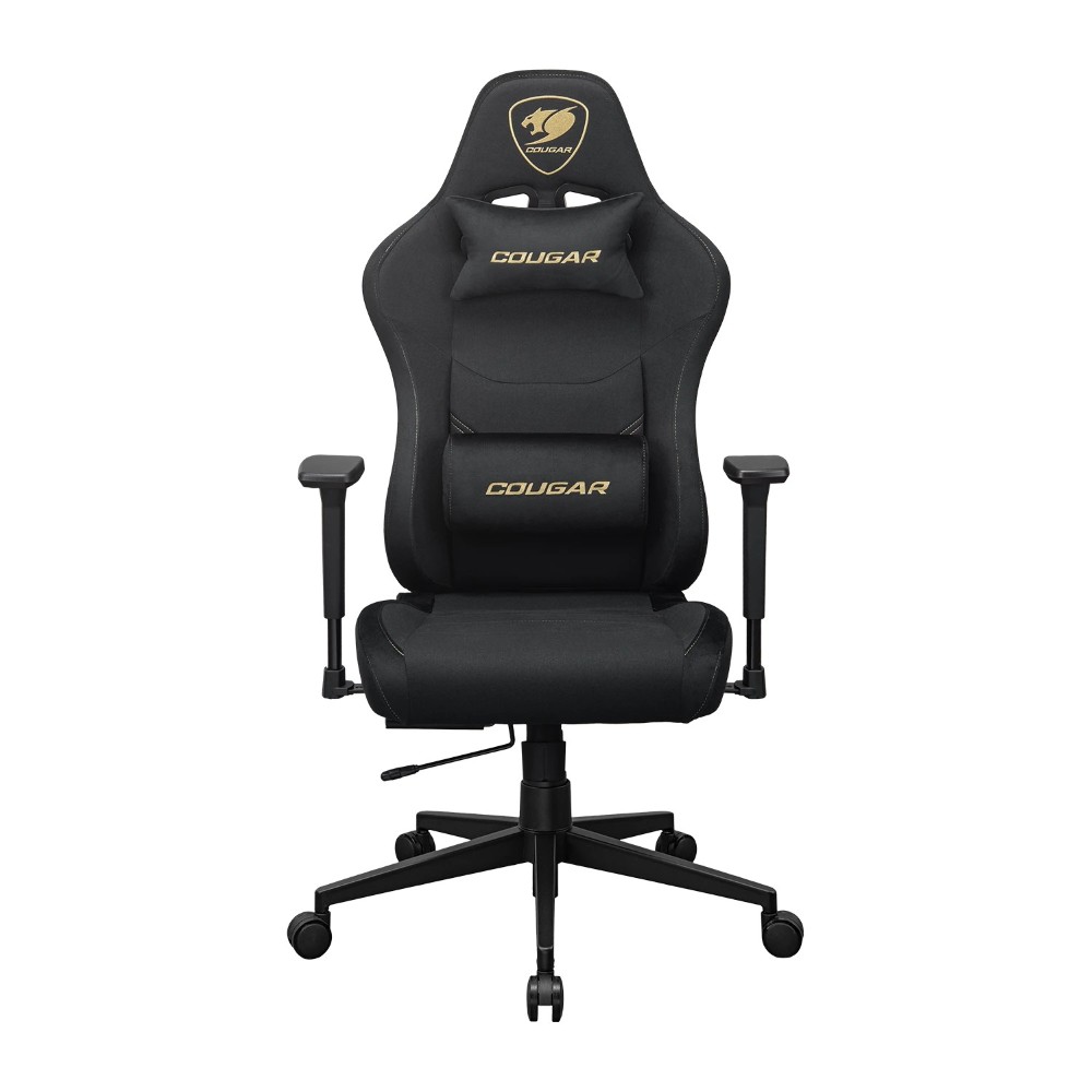 Cougar Pryme Premium Ergonomic Gaming Chair – Linen Fabric Adjustable Seat Depth, Head & Lumbar Pillow - Gold F