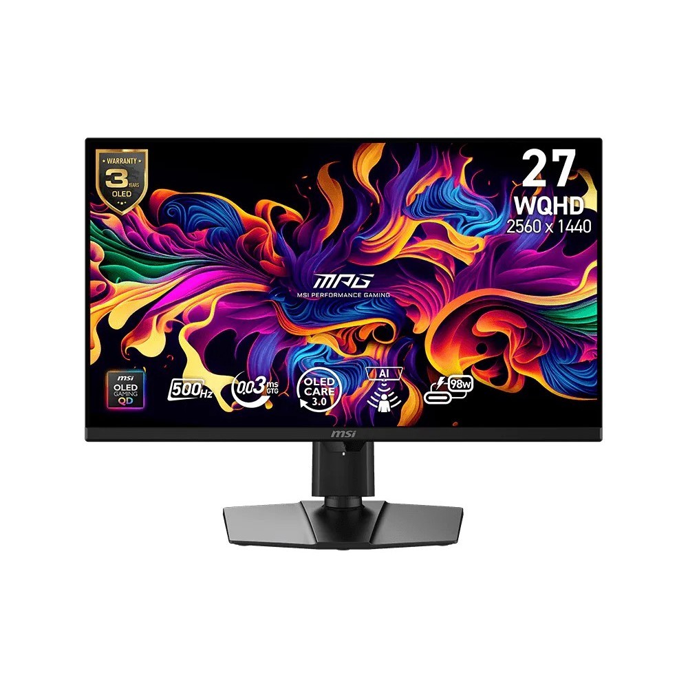 MSI MPG 271QR QD-OLED X50 27 Inch 2560x1440 (WQHD) 500Hz 0.03ms A-Sync HDMI 2.1 Widescreen Gaming Monitor