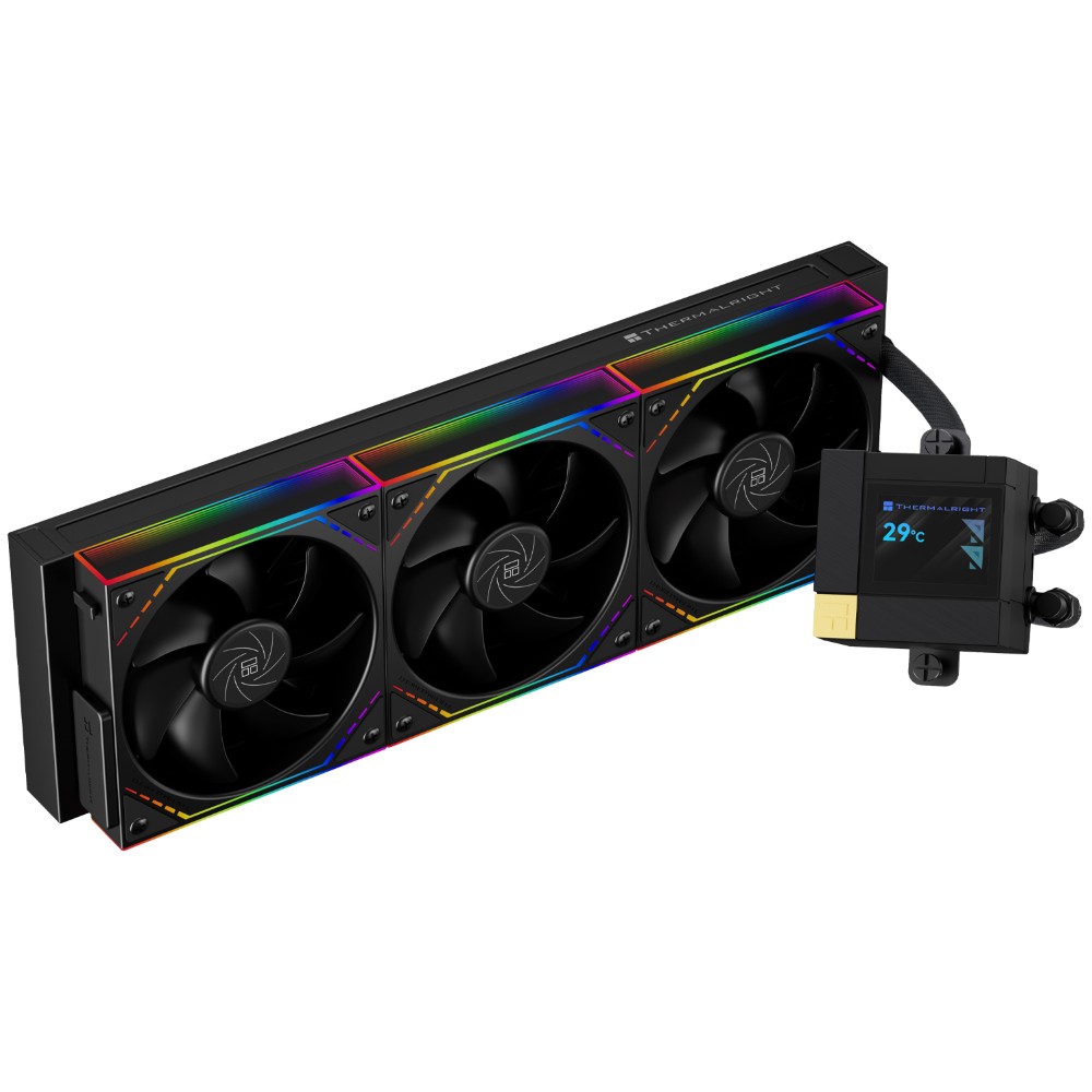 Thermalright Core Matrix 360 Vision ARGB Black AIO Liquid CPU Cooler – 360mm Radiator, 3.95 Inch IPS LCD Display, 3×120mm PWM ARGB Fans