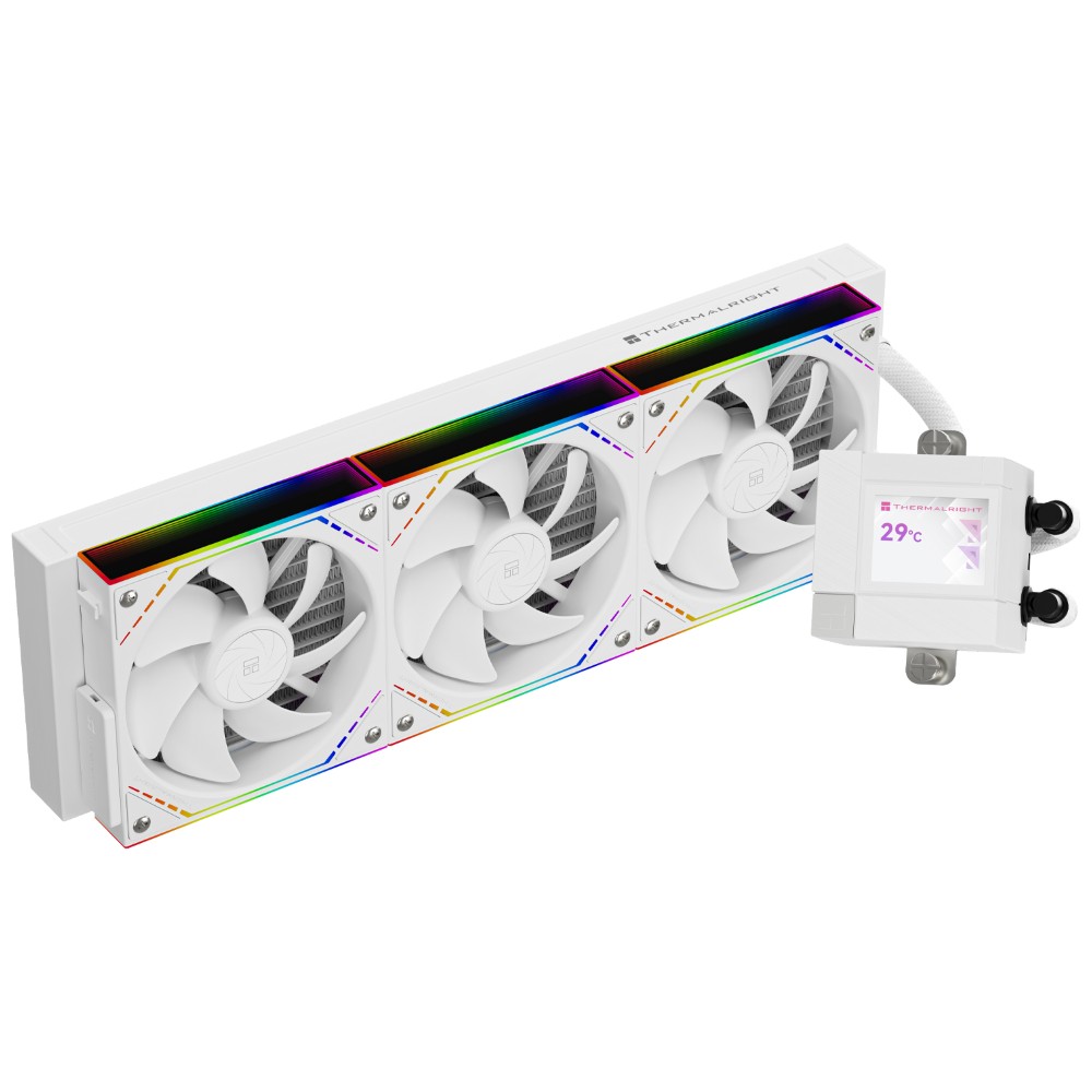 Thermalright Core Matrix 360 Vision ARGB White AIO Liquid CPU Cooler – 360mm Radiator, 3.95 Inch IPS LCD Display, 3×120mm PWM ARGB Fans