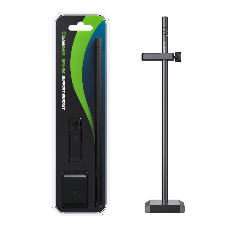 GameMax GPU-192 BK 192mm Aluminum GPU Support Bracket | Adjustable Graphics Card Holder | Magnetic Base | Black