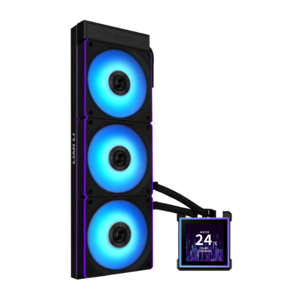 LIAN LI HydroShift II LCD-S 360 AIO Liquid CPU Cooler | 3.4 Inch IPS LCD | 360mm Radiator | 3200 RPM Pump | LGA1851/LGA1700 & AM5/AM4 | Black