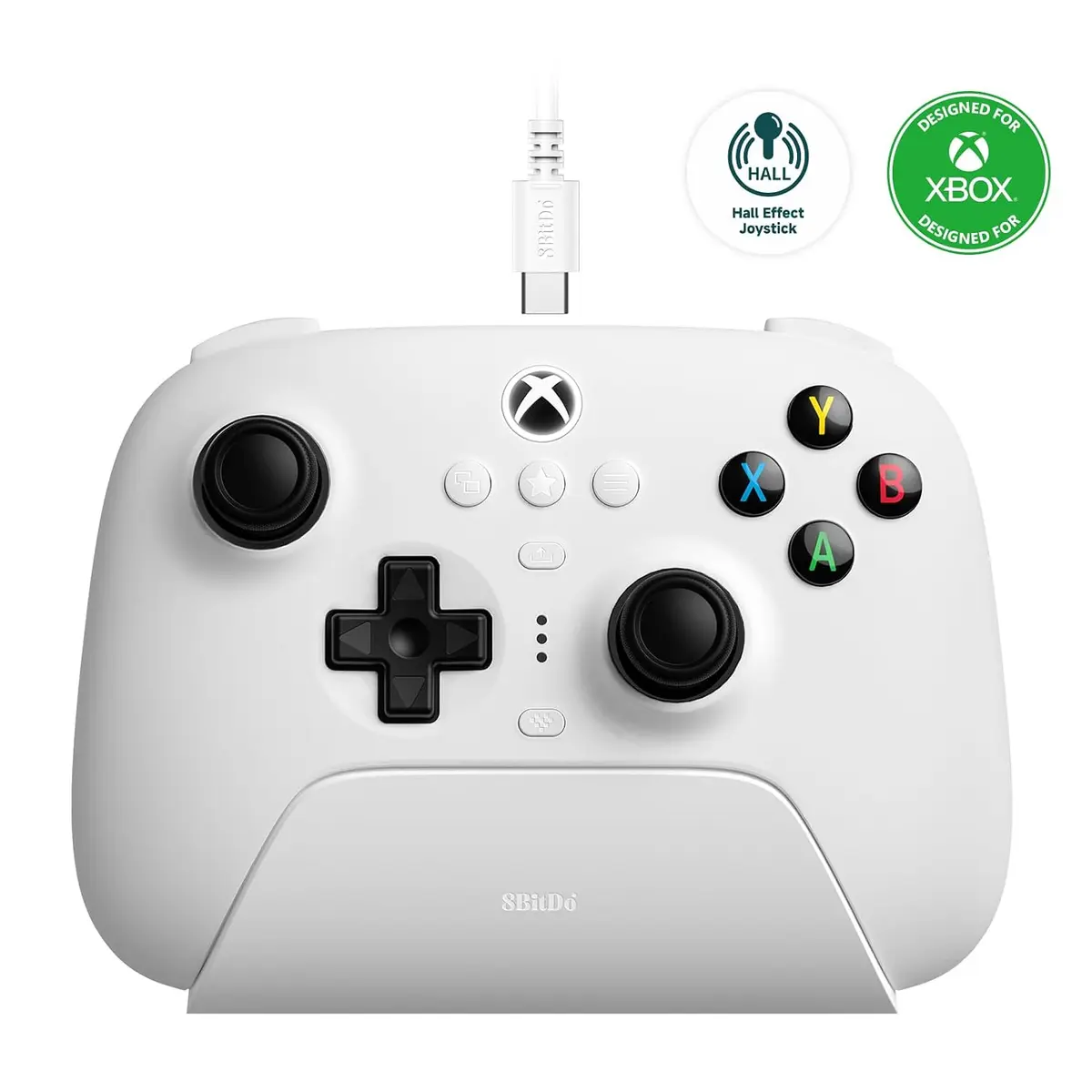 8BitDo Ultimate 3-Mode Wireless Controller for Xbox White | Hall Effect Joysticks & Triggers | 2.4G | Bluetooth | Charging Dock