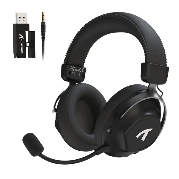 ATTACK SHARK L50 PRO Tri-Mode Wireless Gaming Headset – 7.1 Surround Sound, 53mm Drivers, AI Noise Cancelling Mic, Bluetooth 5.3 – Black