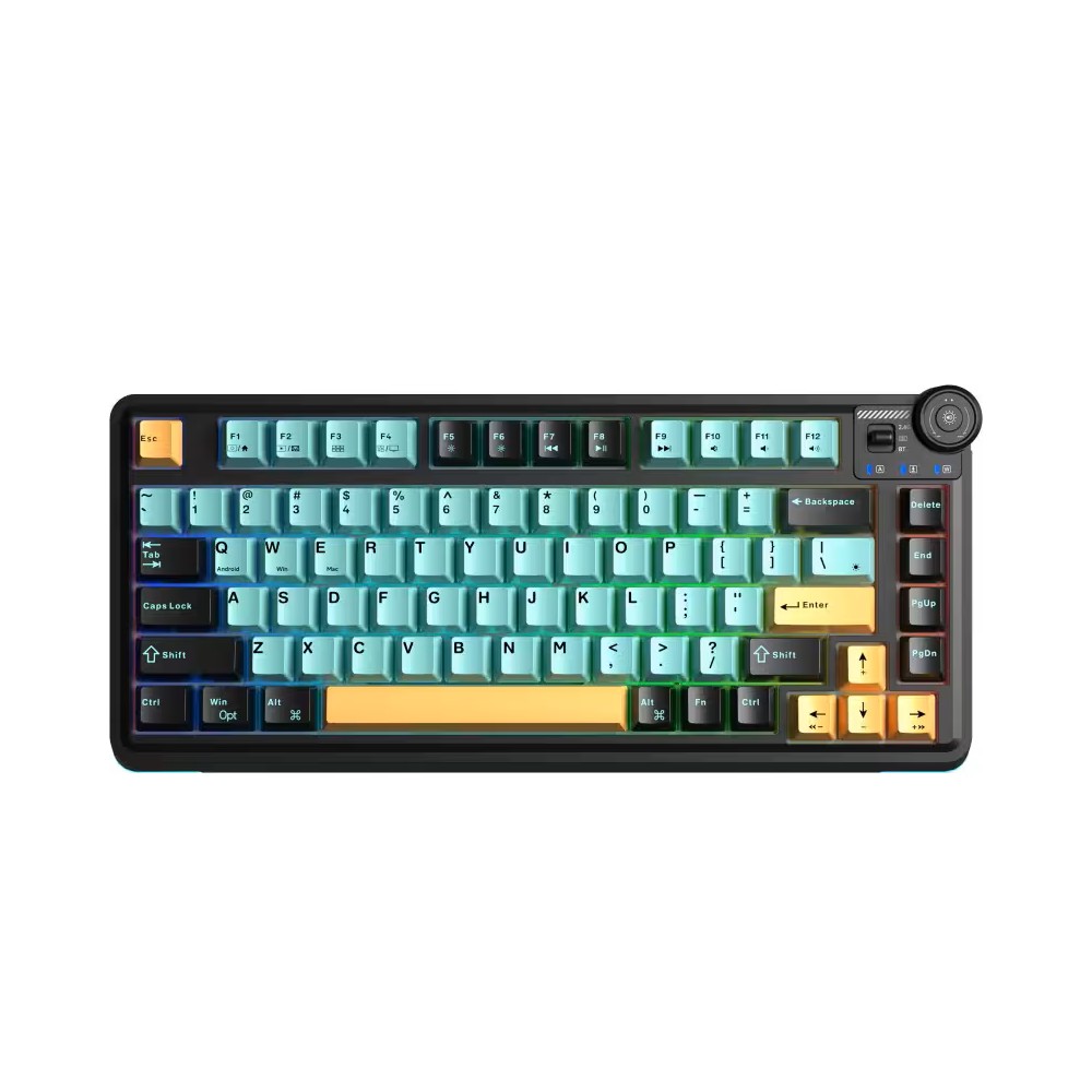 AULA AU75 Gasket Mechanical Keyboard | 75% 81-Key | Multi-Function Knob Dark Green Orange Bloomfield Switch