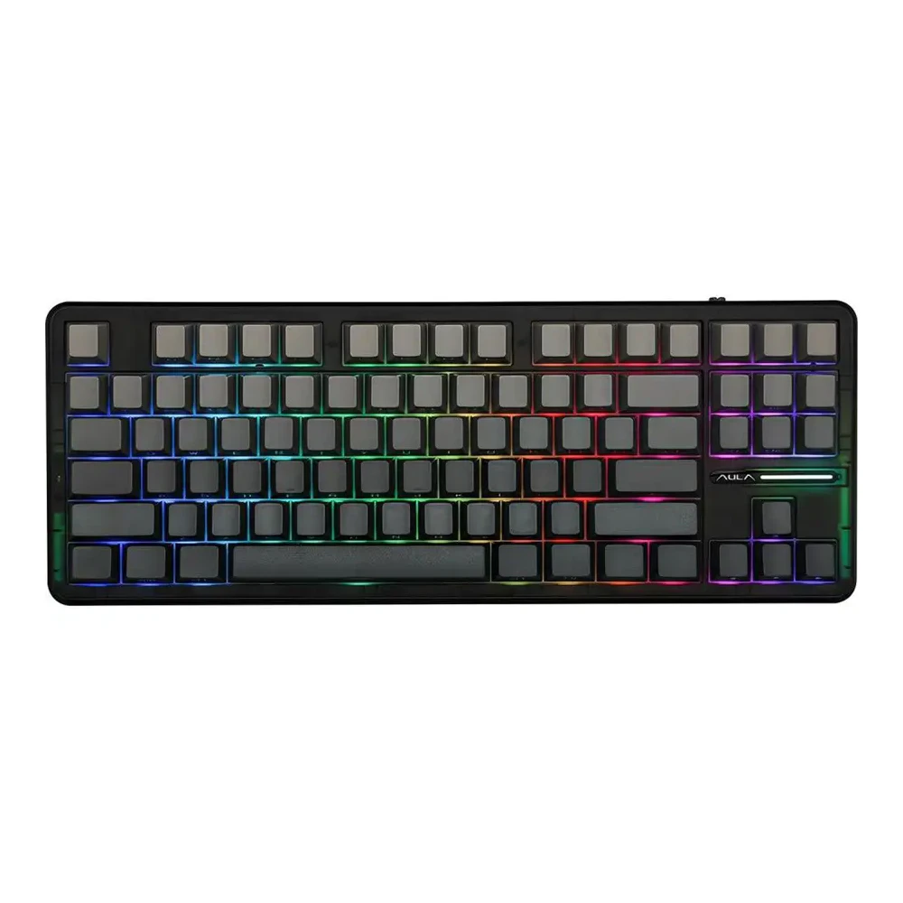 AULA F87 Pro Wireless Mechanical Gaming Keyboard 80% TKL, Space Crystal Linear Switch, Gasket Mount, RGB, Tri-Mode Bluetooth 5.0/2.4GHz/USB-C, 4000mAh – Gradient Grey