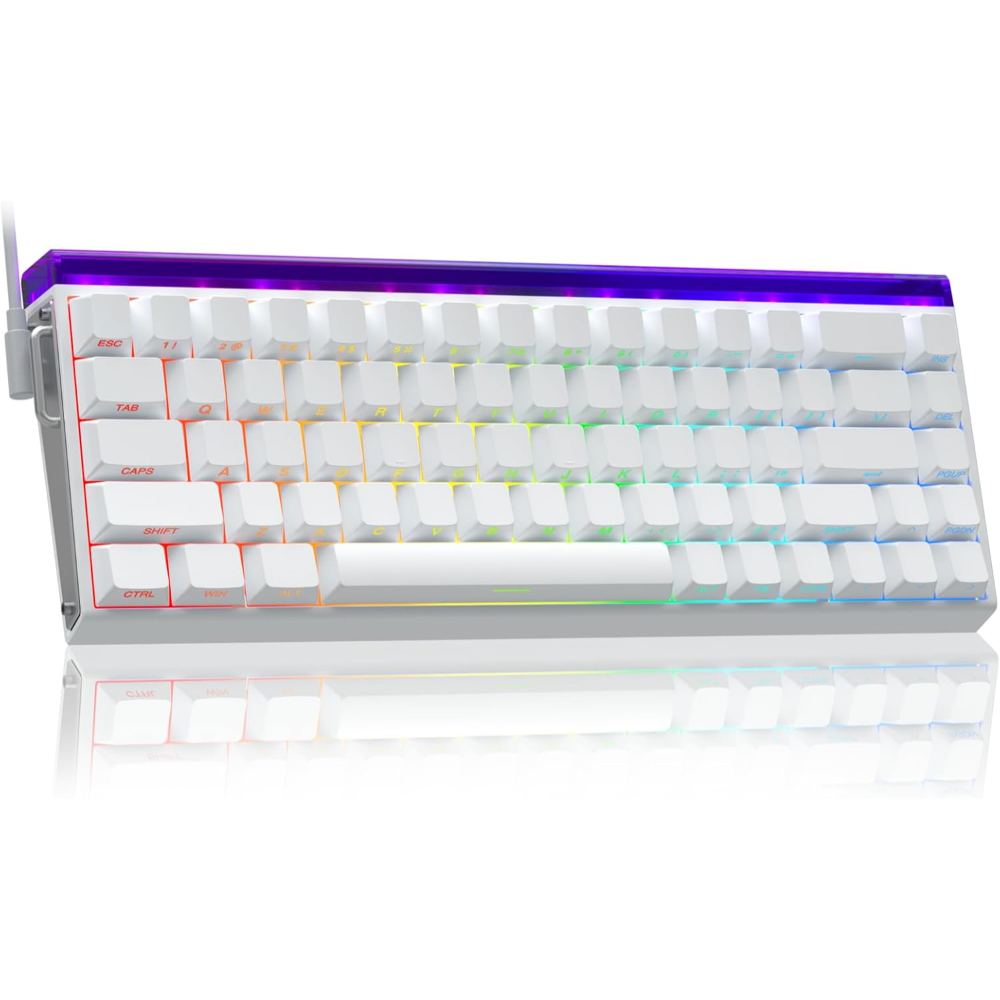 AULA HERO 68 HE Wired Hall Effect Gaming Keyboard 68-Key, 8K Polling, 128K Scanning, 0.125ms Latency, Gasket Mount, Hot-Swappable, RGBWhite – Meteor Magnetic Switch