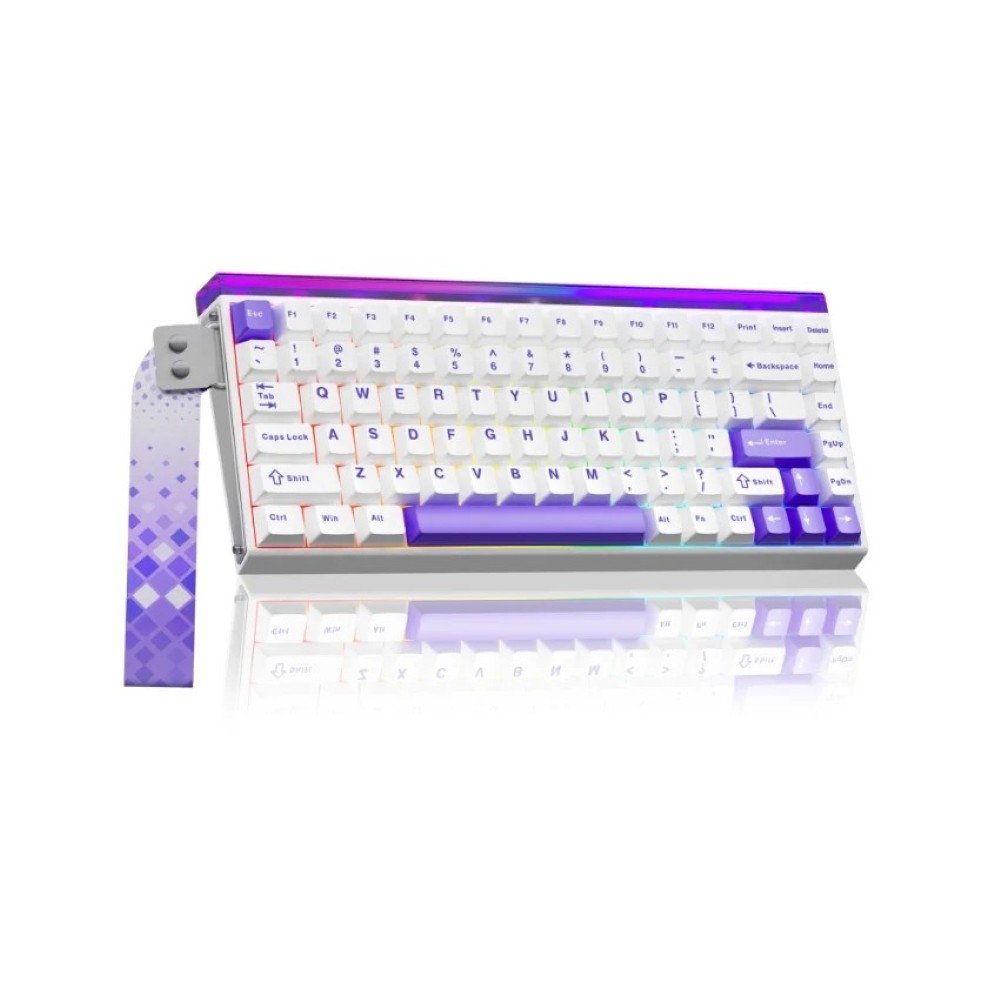 AULA HERO 84 HE Wired Mechanical Keyboard White Purple – Black Emperor Hall Effect Switches
