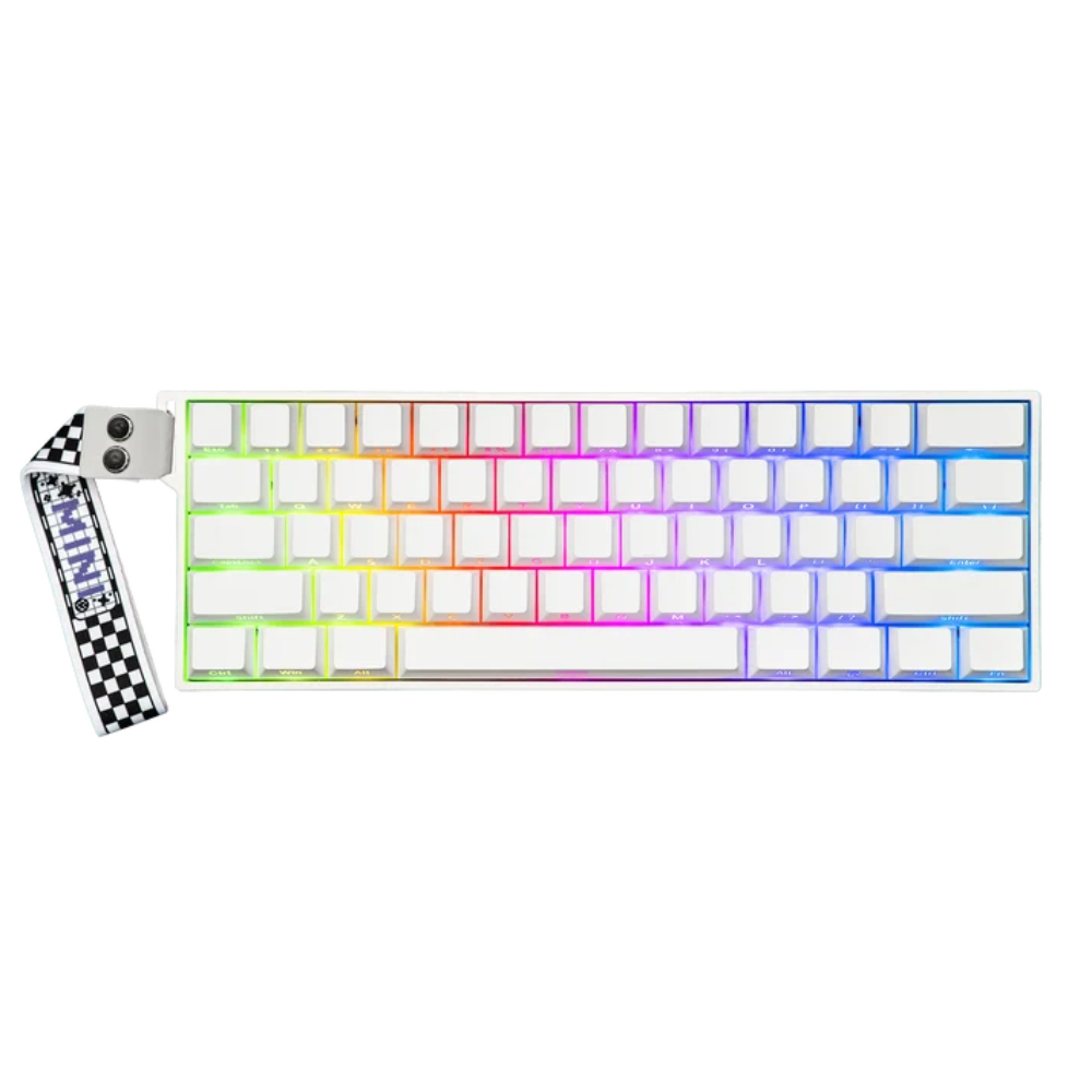 AULA MINI60 HE Wireless Hall Effect Gaming Keyboard 60% 61-Key, Rapid Trigger, Adjustable Actuation, Tri-Mode Bluetooth 5.0/2.4GHz/USB White — Mistcloud Magnetic Switch