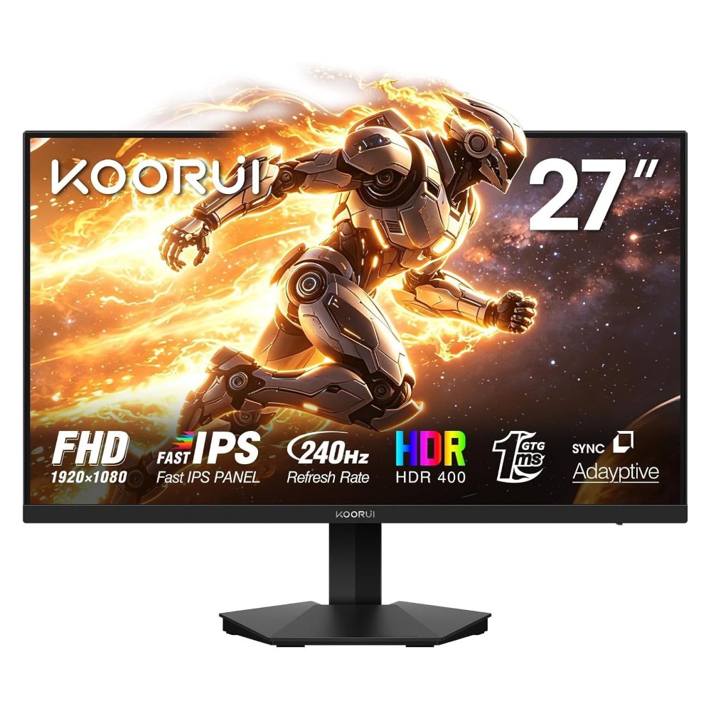 KOORUI G2711X 27 Inch 240hz Gaming Monitor FHD 1080p, IPS Panel, 1ms Response Time, Adaptive sync 3-Sided Frameless,Ultra Slim,VESA,DP HDMI